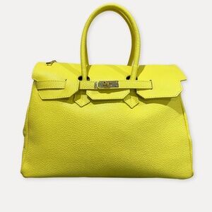 Yellow Italian Leather Structured Tote | Handcrafted in Italy